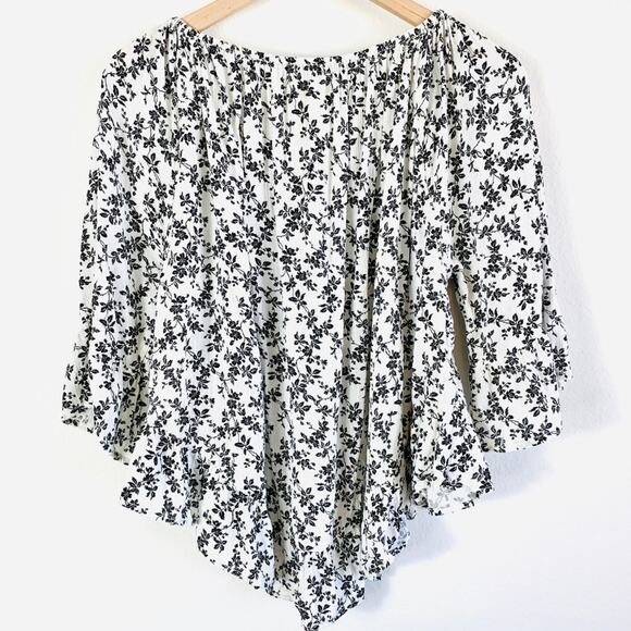 RALPH LAUREN DENIM & SUPPLY Ruffle Black Floral Blouse Top – Medium - Picture 7 of 9